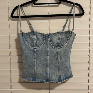 WeWoreWhat denim underwire corset top in size 6